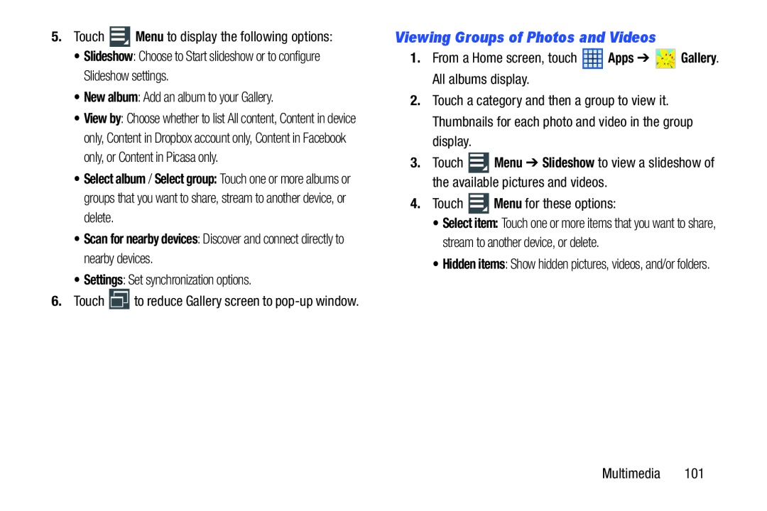 Viewing Groups of Photos and Videos Galaxy Note 10.1 US Cellular