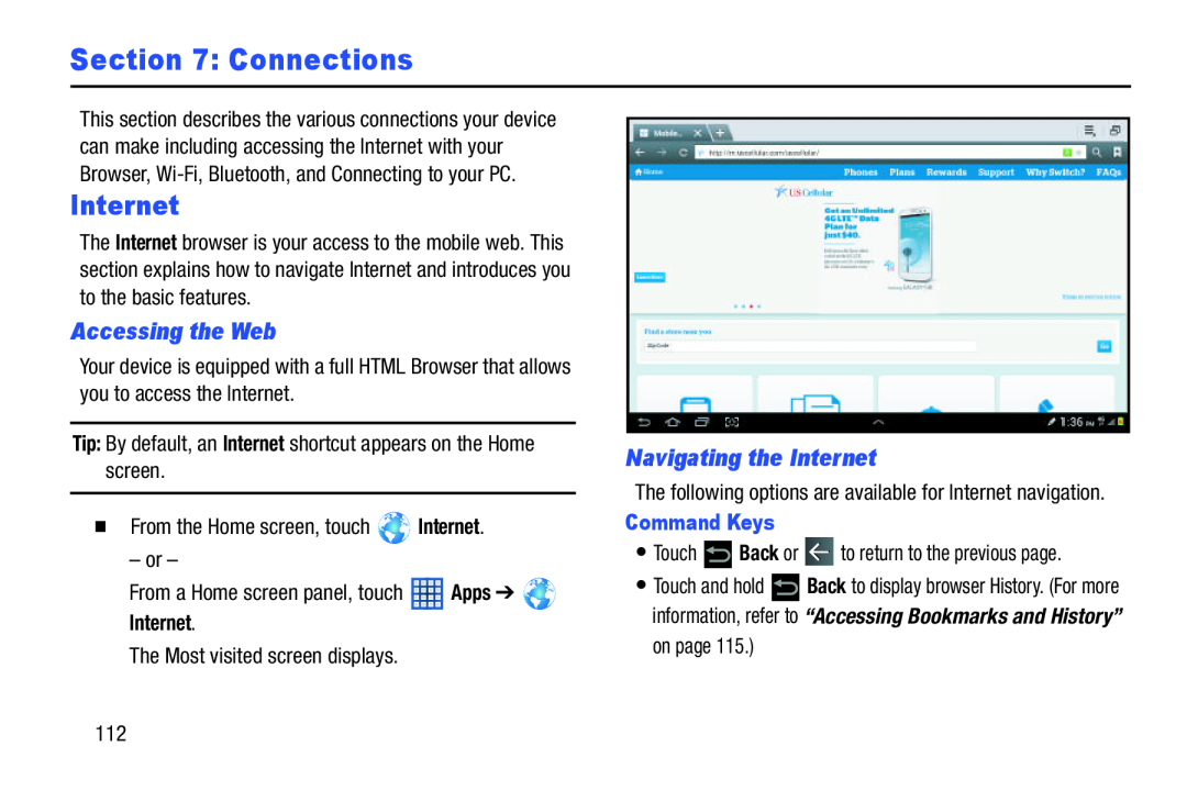 Section 7: Connections Galaxy Note 10.1 US Cellular