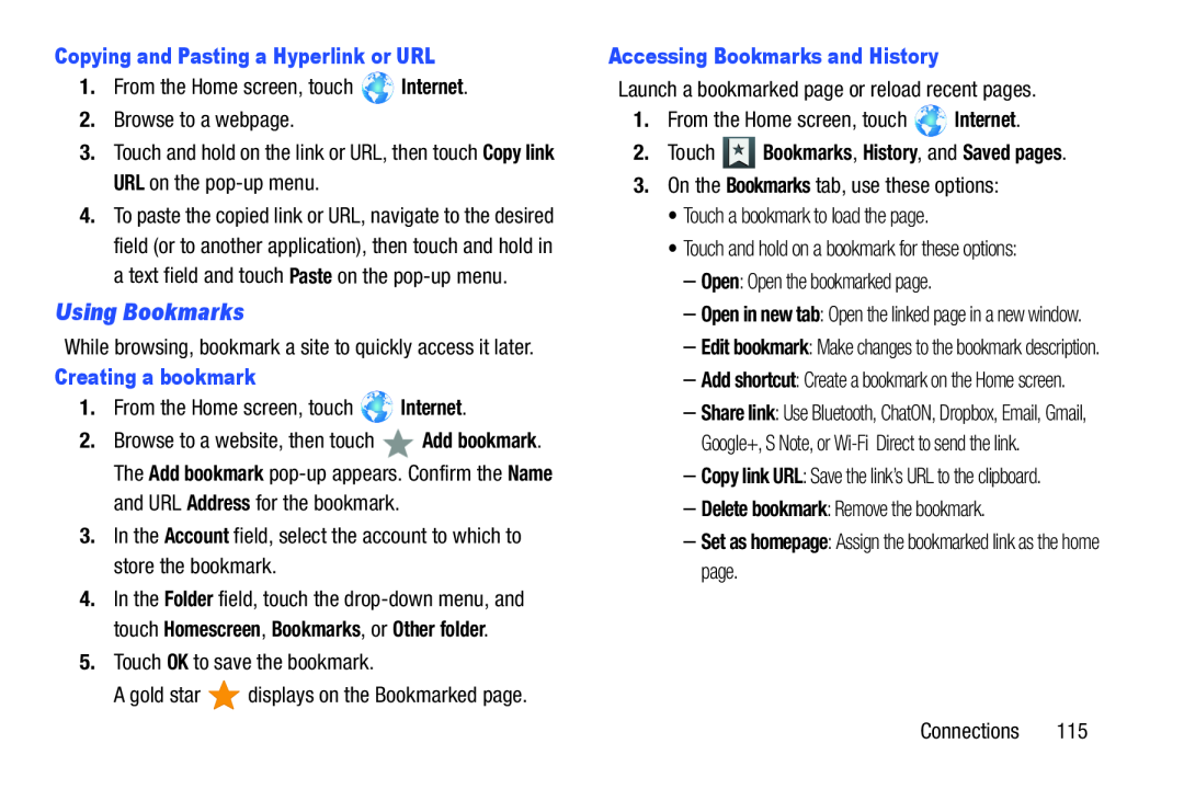 Using Bookmarks Galaxy Note 10.1 US Cellular