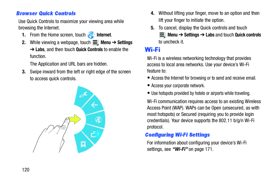 Browser Quick Controls Configuring Wi-FiSettings