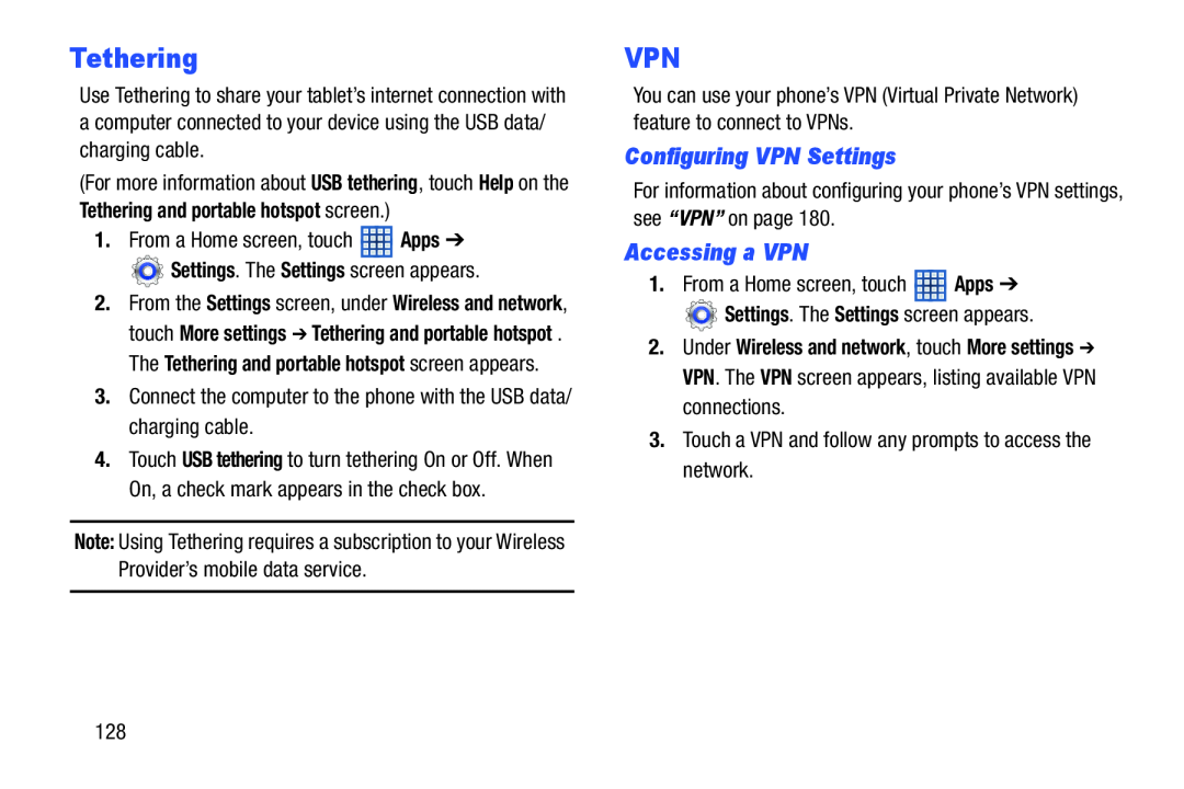 VPN Galaxy Note 10.1 US Cellular