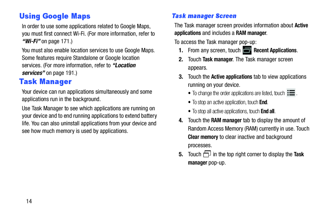 Task manager Screen Galaxy Note 10.1 US Cellular