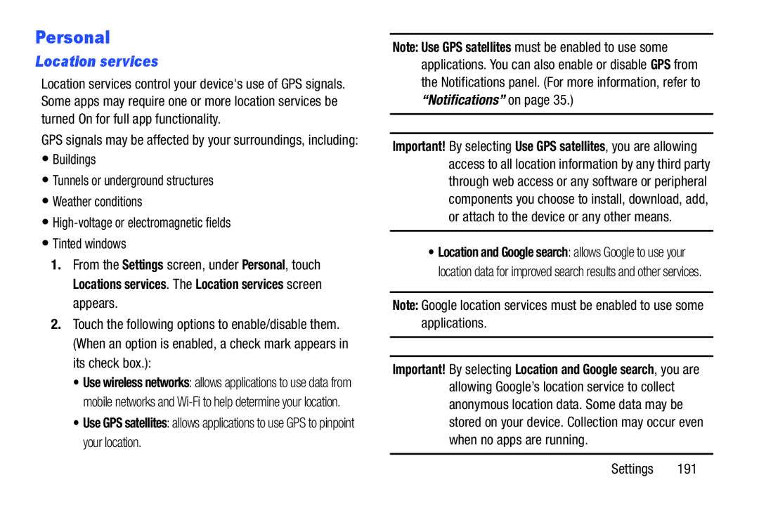 Location services Personal