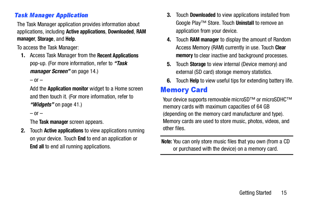 Task Manager Application Memory Card