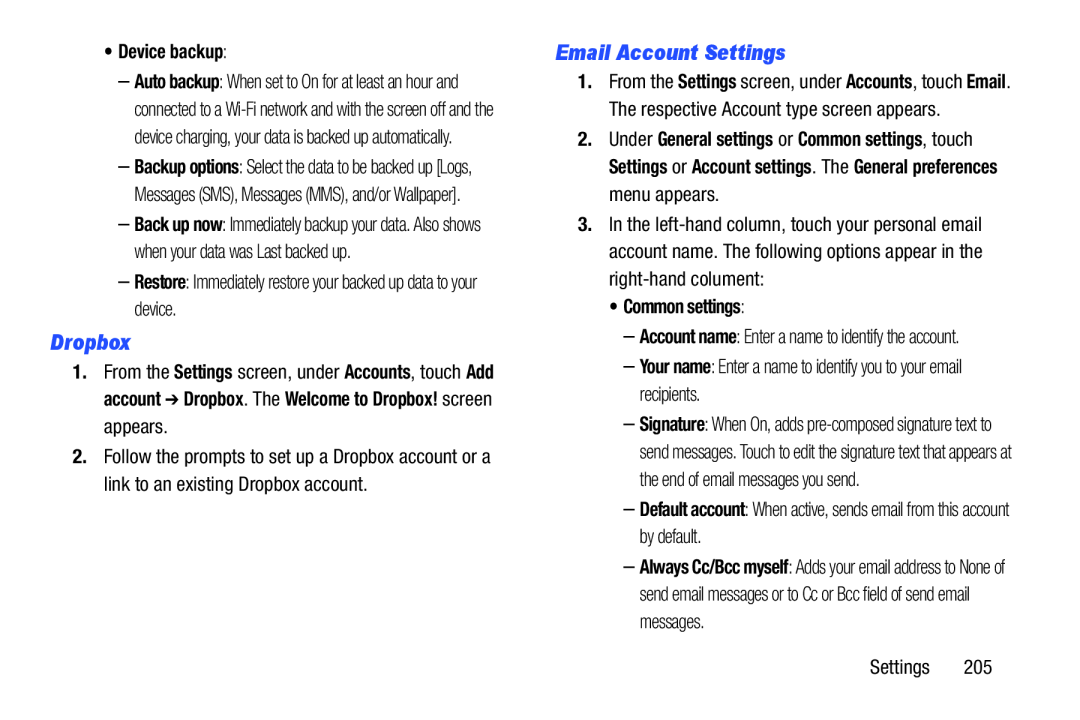 Email Account Settings