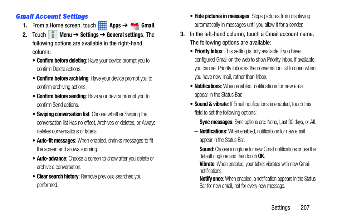 Gmail Account Settings Galaxy Note 10.1 US Cellular