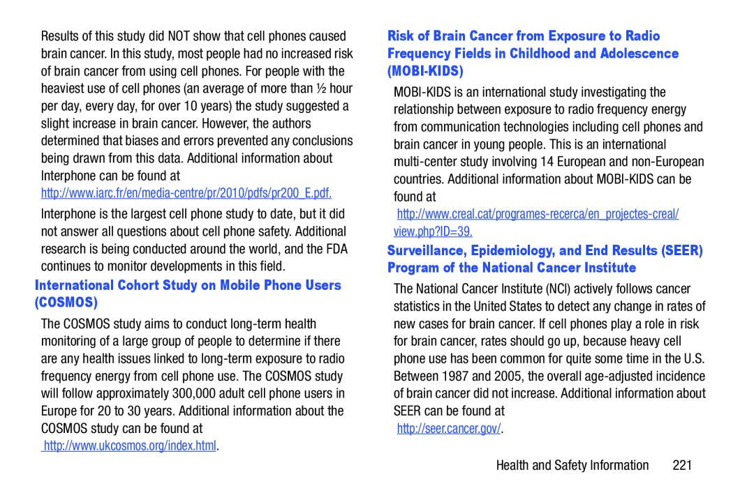 International Cohort Study on Mobile Phone Users (COSMOS)