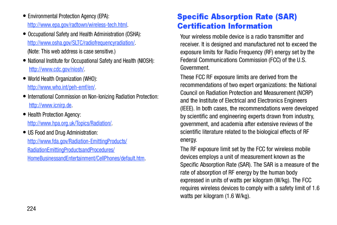 Specific Absorption Rate (SAR) Certification Information