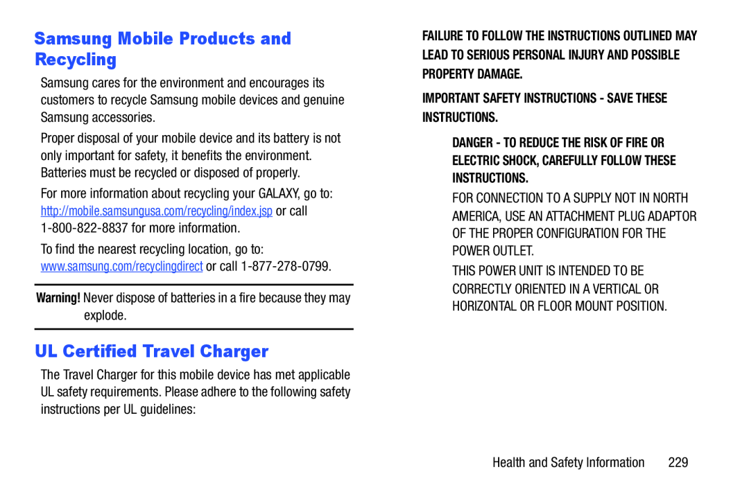 Samsung Mobile Products and Recycling UL Certified Travel Charger