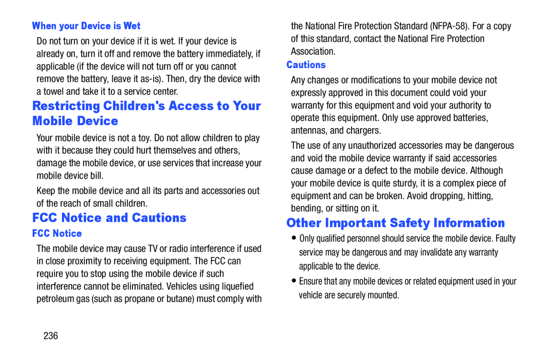 Restricting Children's Access to Your Mobile Device FCC Notice and Cautions