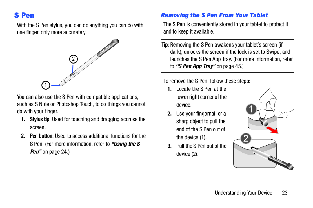 Removing the S Pen From Your Tablet S Pen