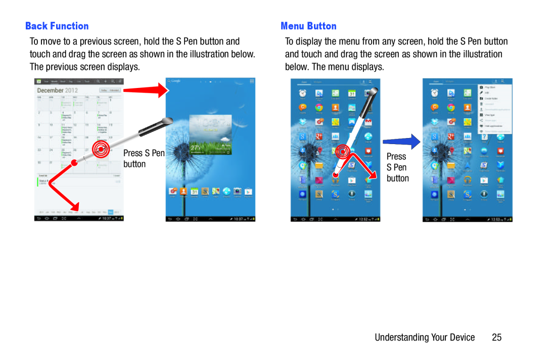 Back Function Menu Button