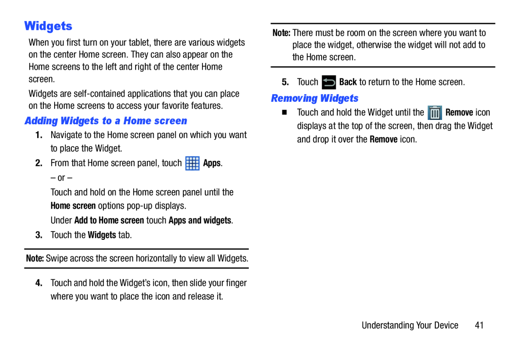 Removing Widgets Galaxy Note 10.1 US Cellular