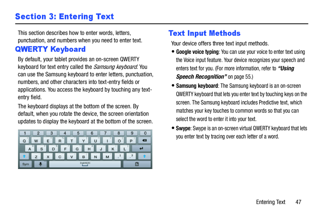 Text Input Methods Galaxy Note 10.1 US Cellular