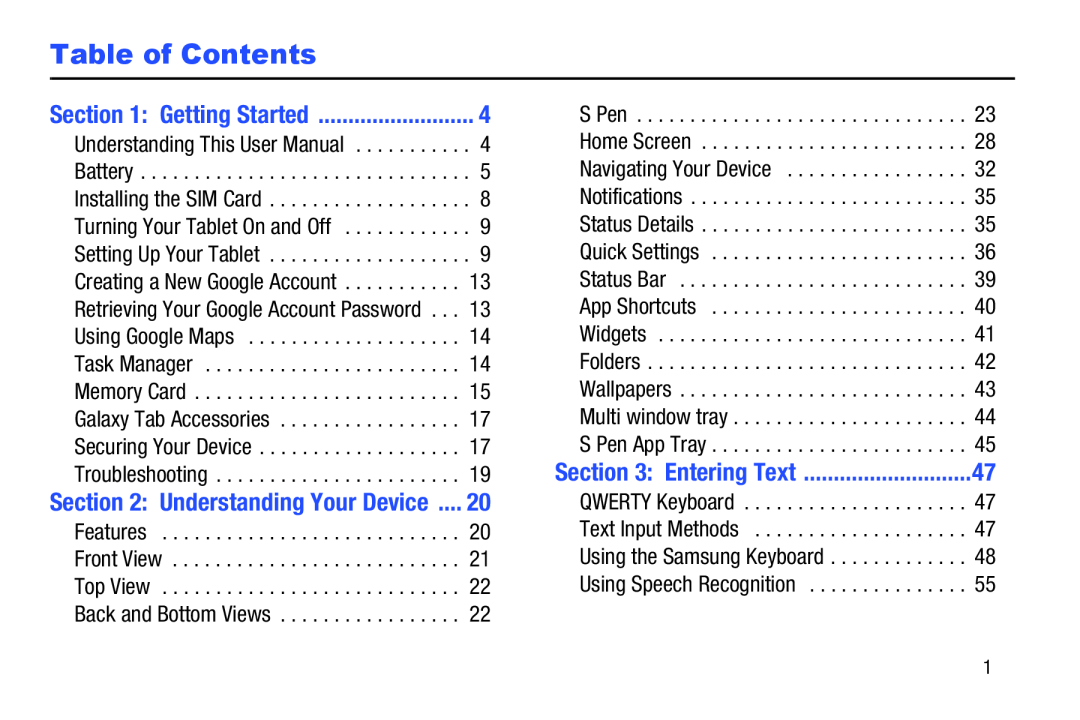 Table of Contents Galaxy Note 10.1 US Cellular