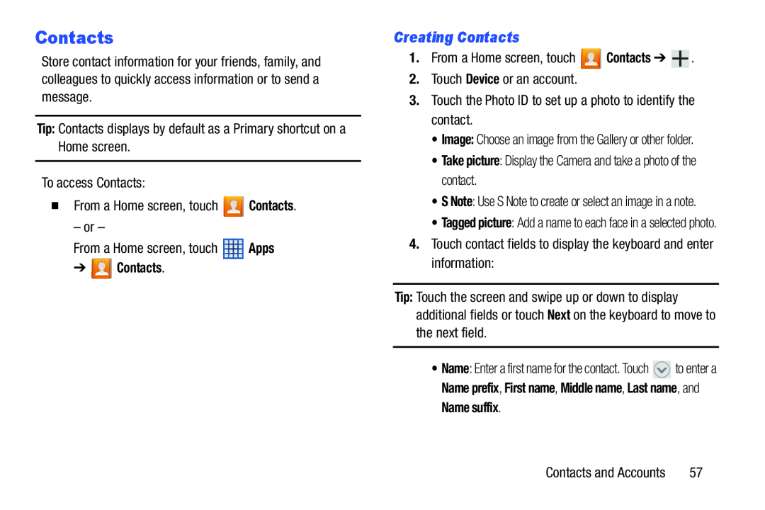 Creating Contacts Galaxy Note 10.1 US Cellular