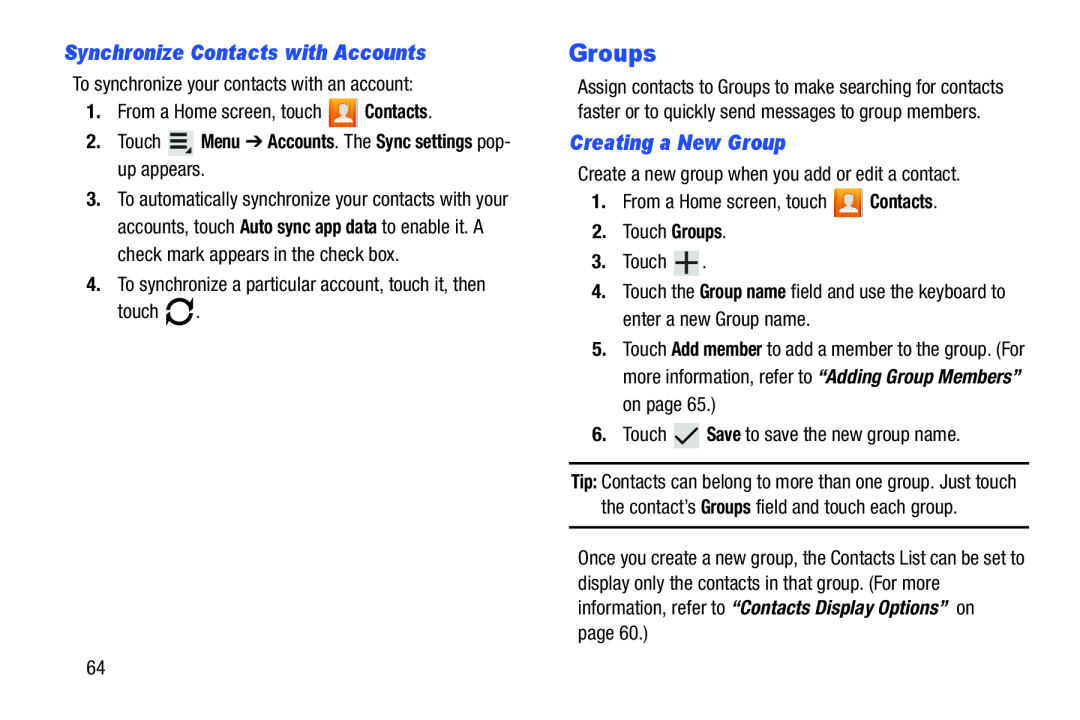 Synchronize Contacts with Accounts Galaxy Note 10.1 US Cellular