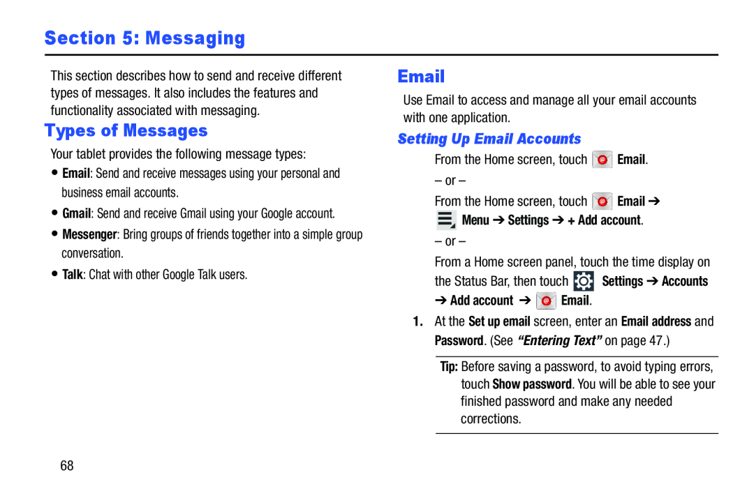 Setting Up Email Accounts Types of Messages