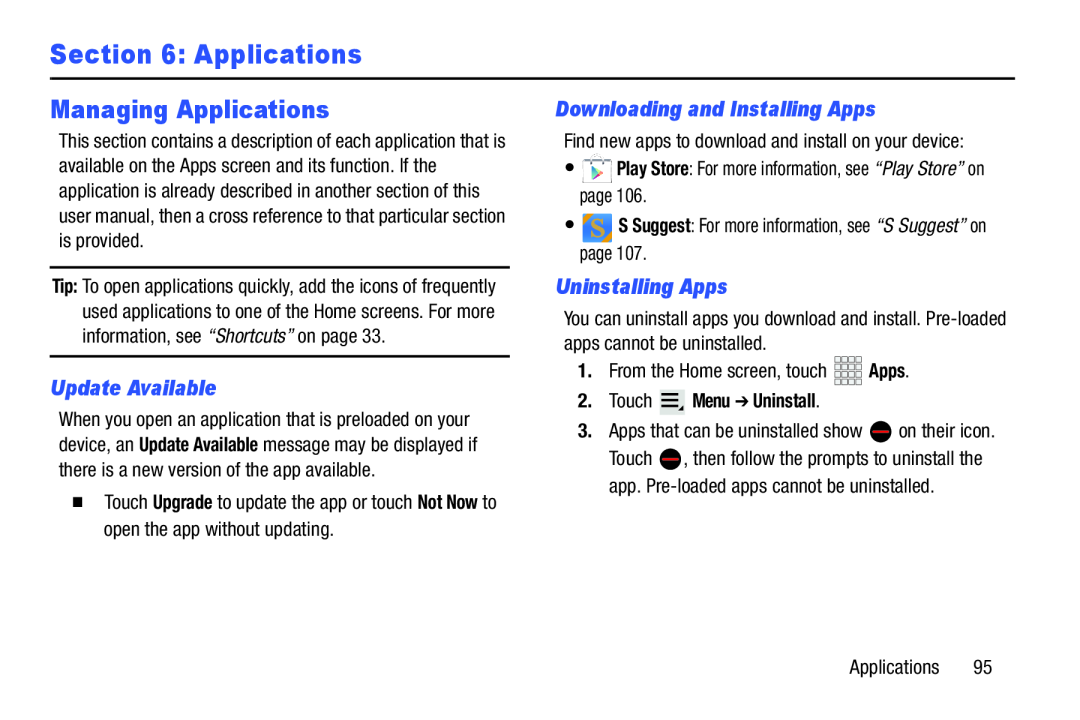 Managing Applications Galaxy Note 10.1 Verizon