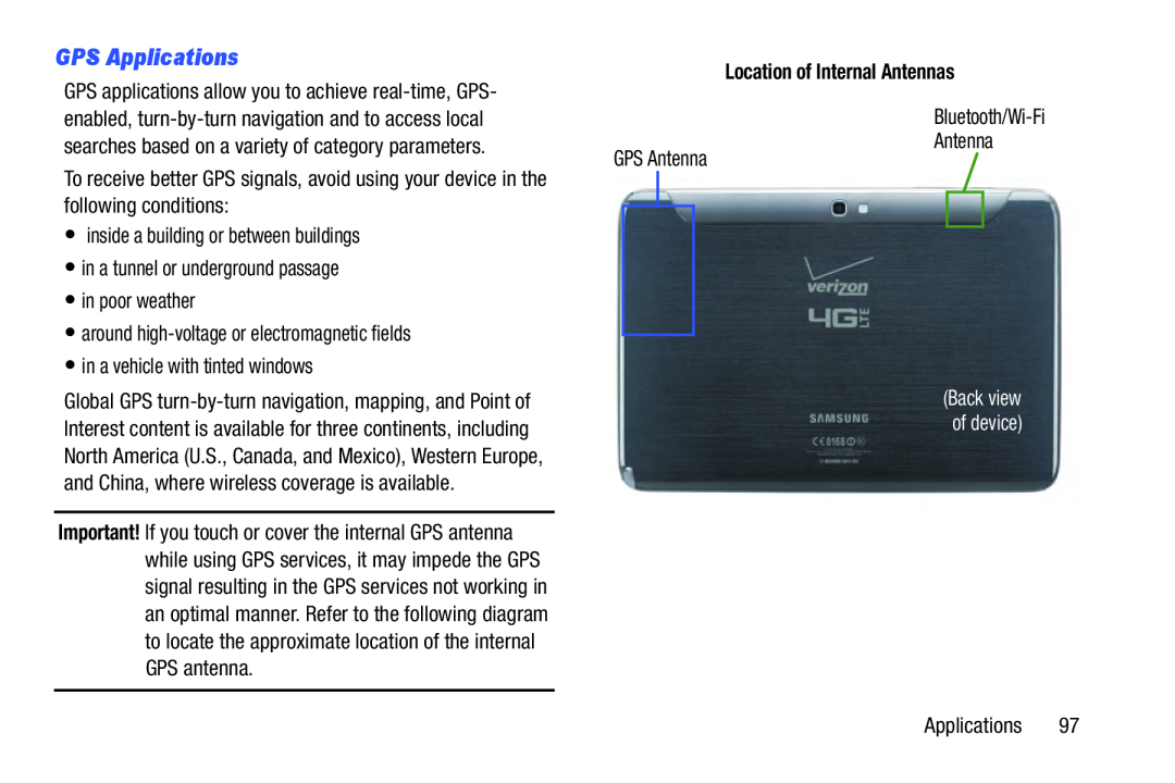 GPS Applications Galaxy Note 10.1 Verizon