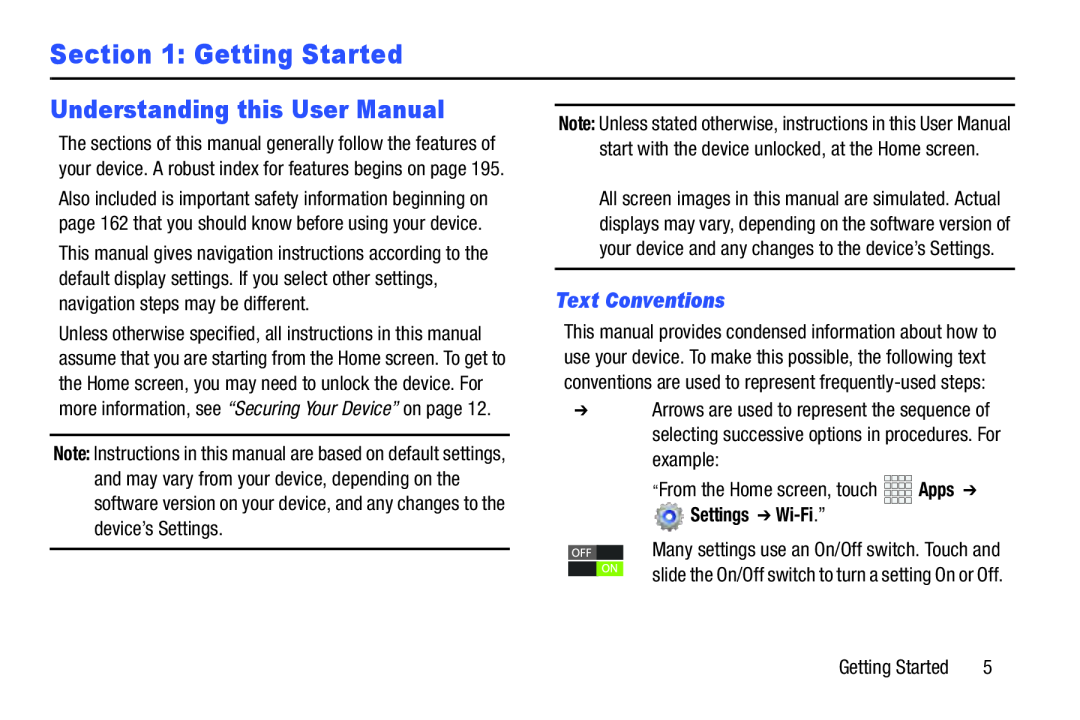 Section 1: Getting Started Galaxy Note 10.1 Verizon