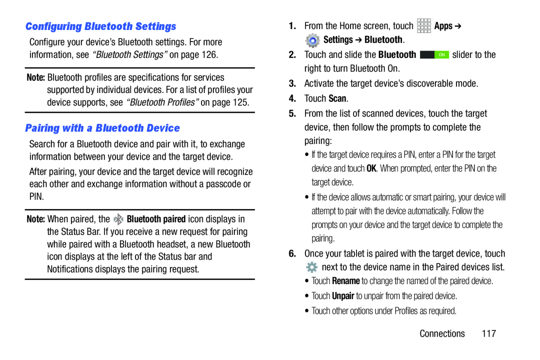 Pairing with a Bluetooth Device Galaxy Note 10.1 Verizon