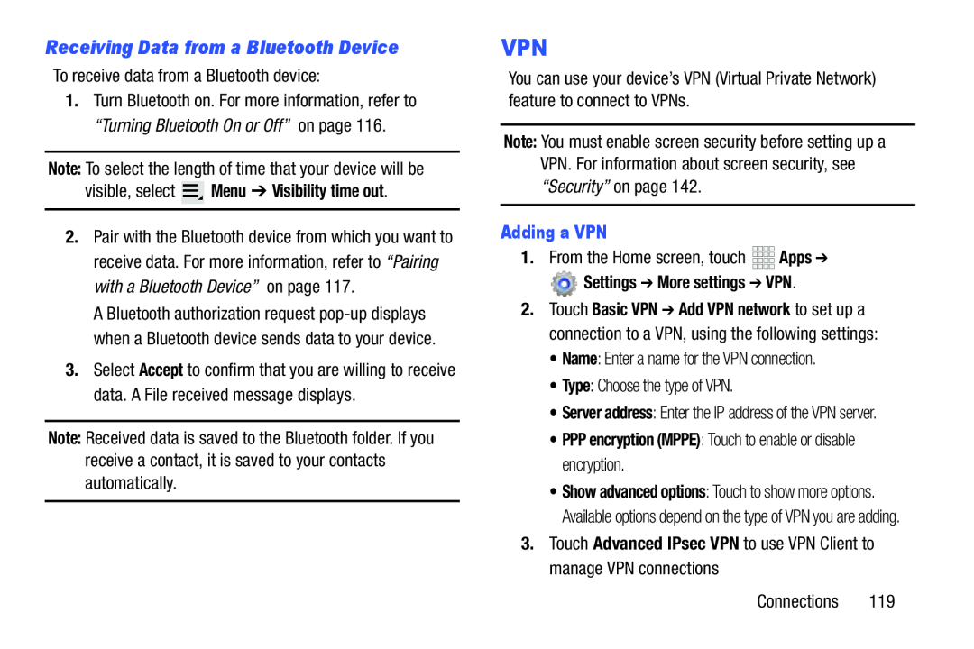 VPN Galaxy Note 10.1 Verizon