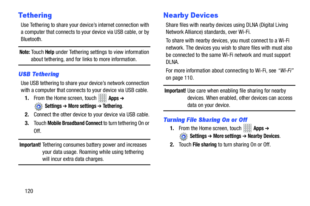 USB Tethering Turning File Sharing On or Off