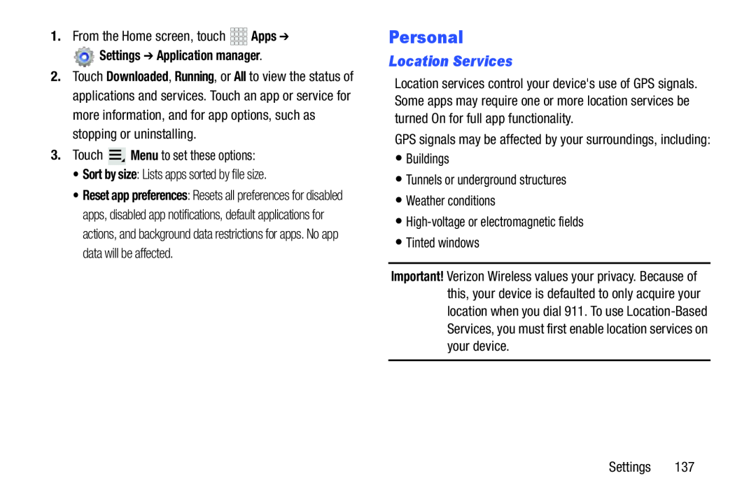 Location Services Galaxy Note 10.1 Verizon