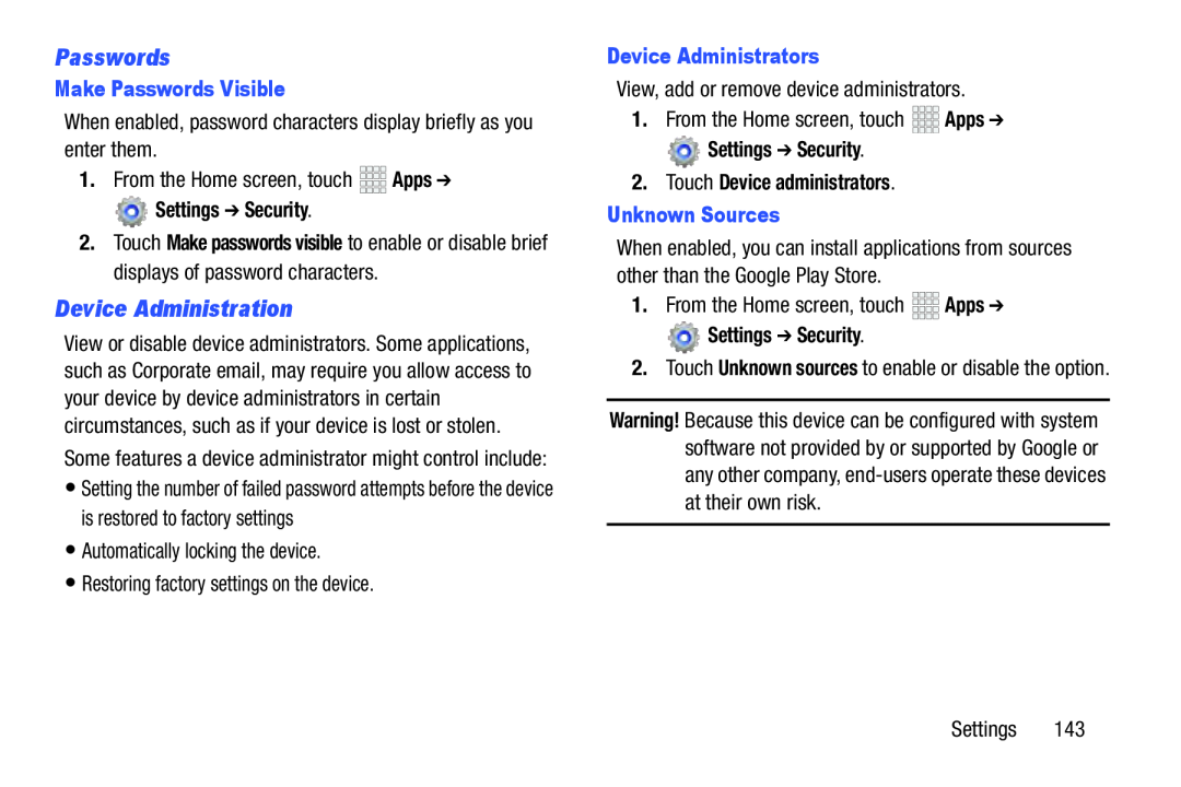 Passwords Device Administration