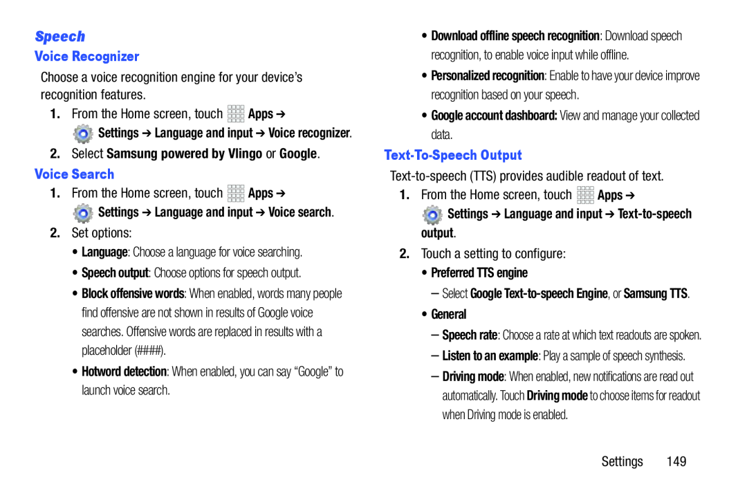 Speech Galaxy Note 10.1 Verizon