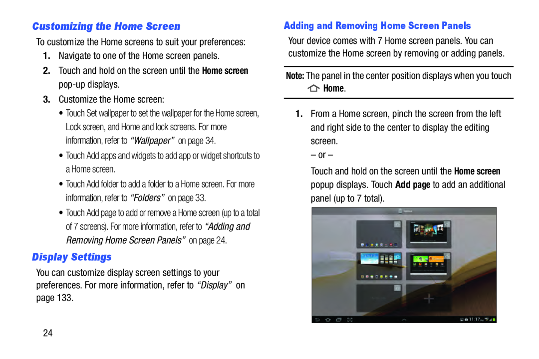 Customizing the Home Screen Display Settings