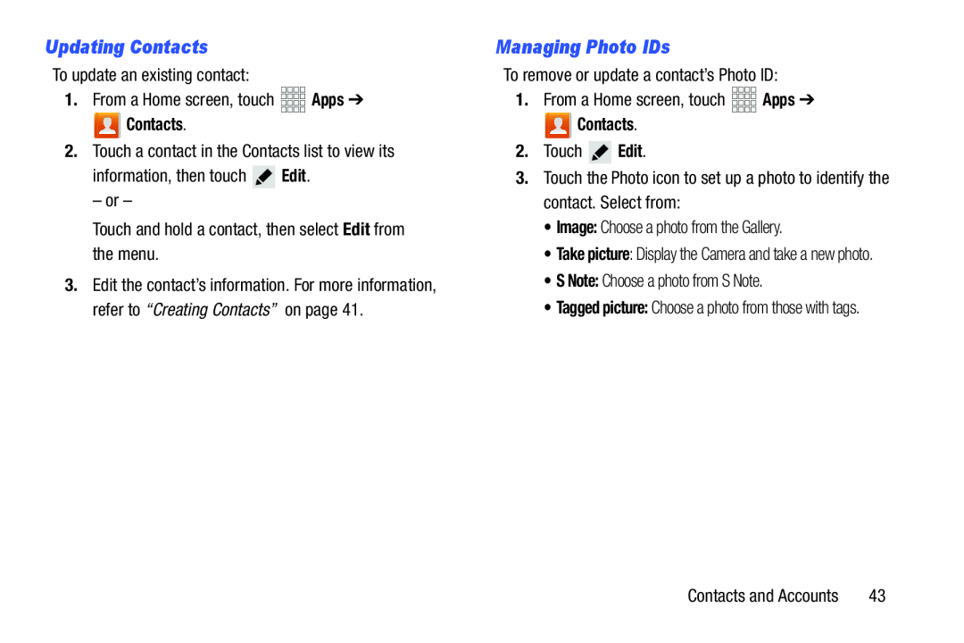 Managing Photo IDs Galaxy Note 10.1 Verizon