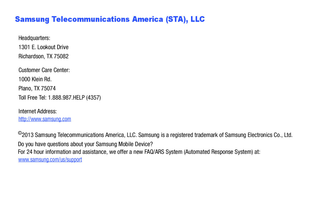 Samsung Telecommunications America (STA), LLC Galaxy Note 10.1 Verizon