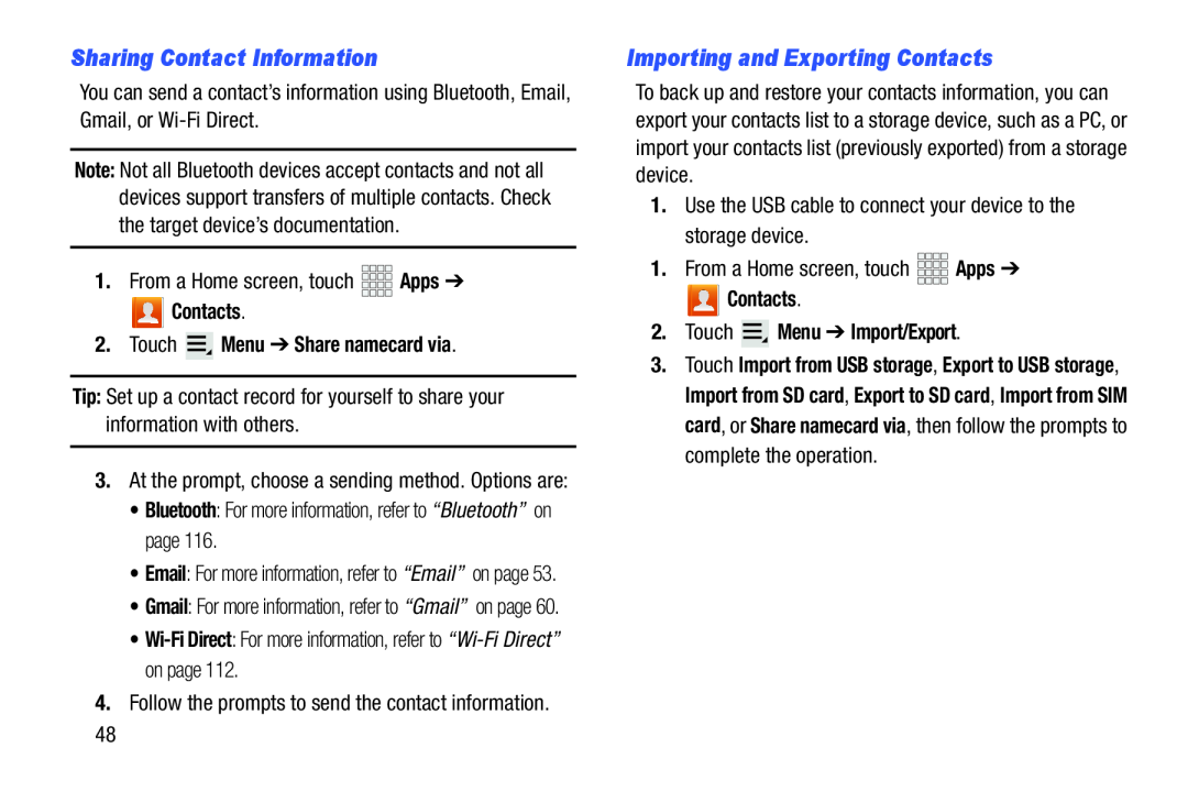 Sharing Contact Information Importing and Exporting Contacts