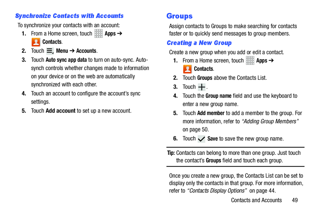 Synchronize Contacts with Accounts Creating a New Group