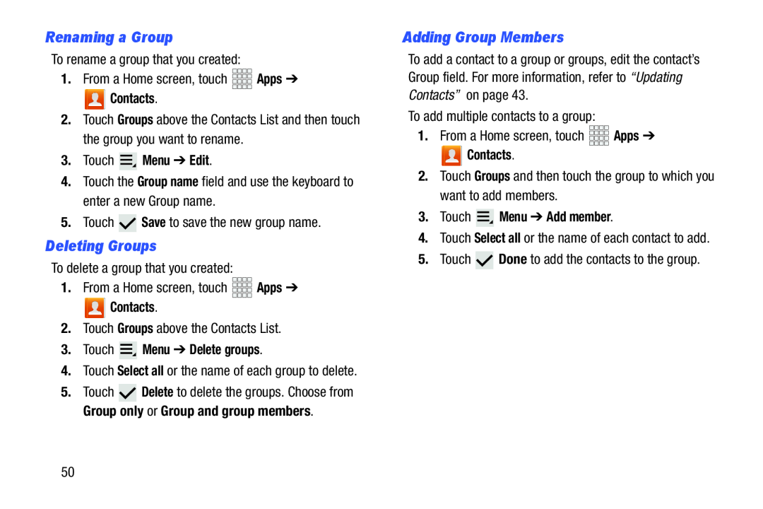 Renaming a Group Deleting Groups