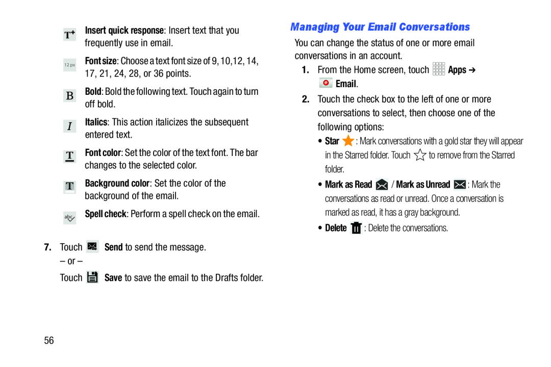 Managing Your Email Conversations Galaxy Note 10.1 Verizon