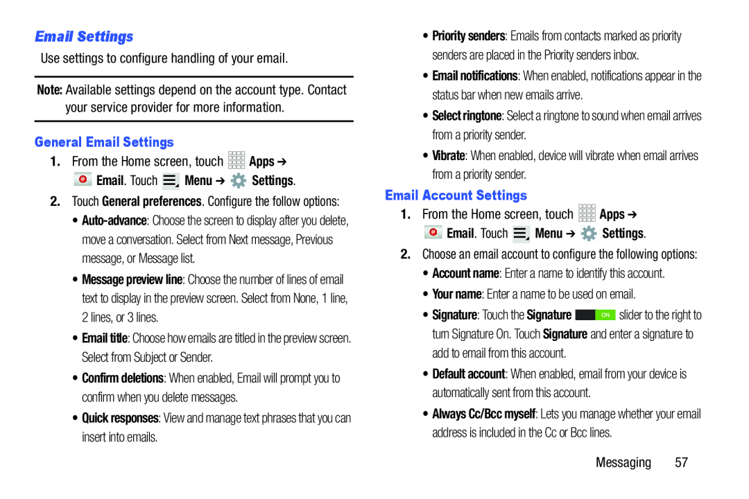 Email Settings Galaxy Note 10.1 Verizon