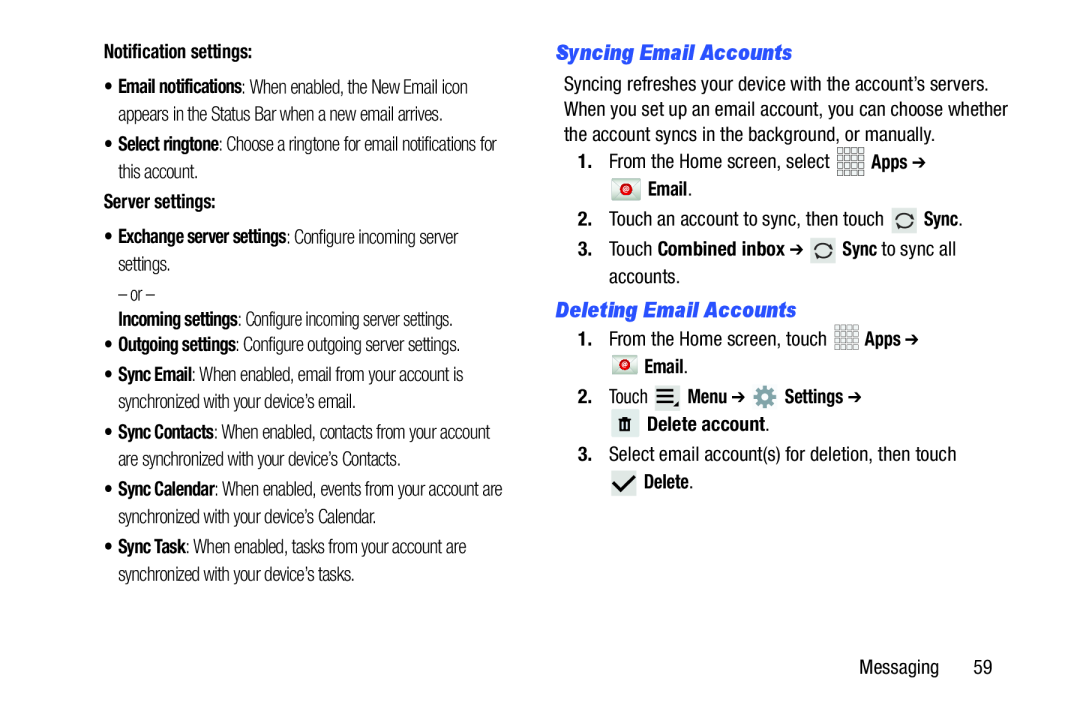 Syncing Email Accounts Deleting Email Accounts