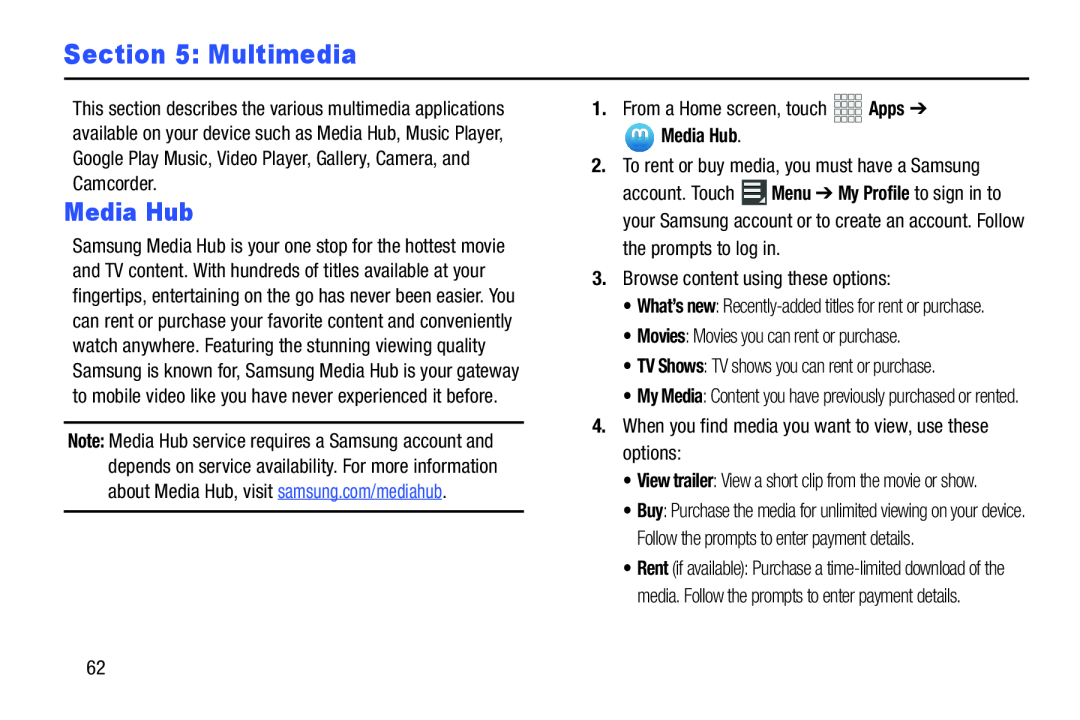 Section 5: Multimedia Galaxy Note 10.1 Verizon