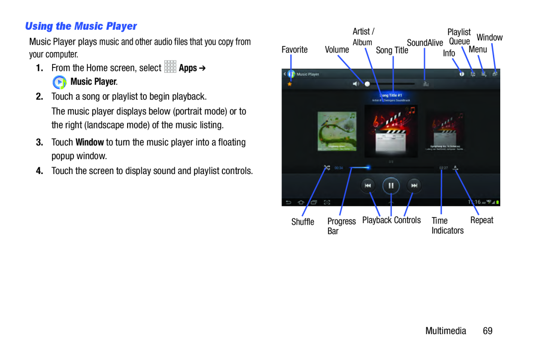 Using the Music Player Galaxy Note 10.1 Verizon