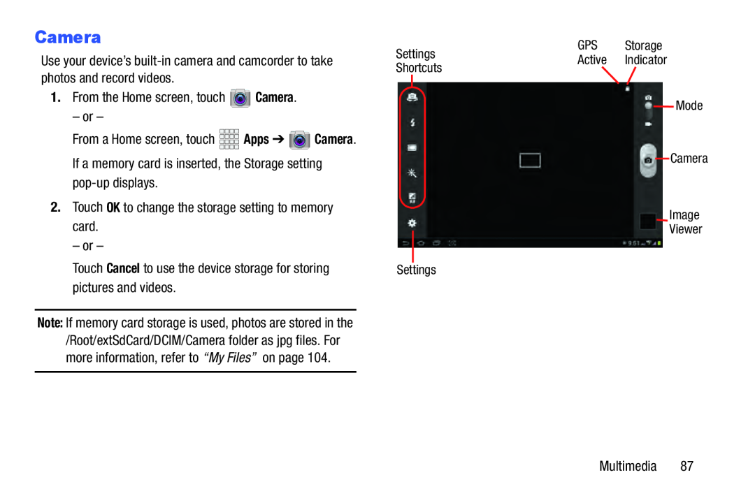 Touch Cancel to use the device storage for storing pictures and videos Galaxy Note 10.1 Verizon