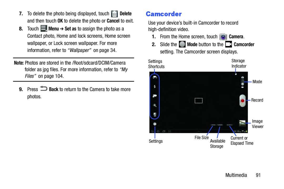 Camcorder Galaxy Note 10.1 Verizon