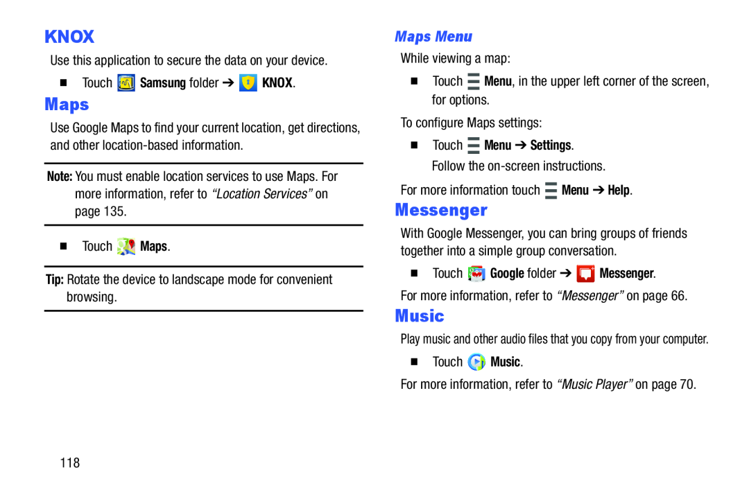 Maps Menu KNOX