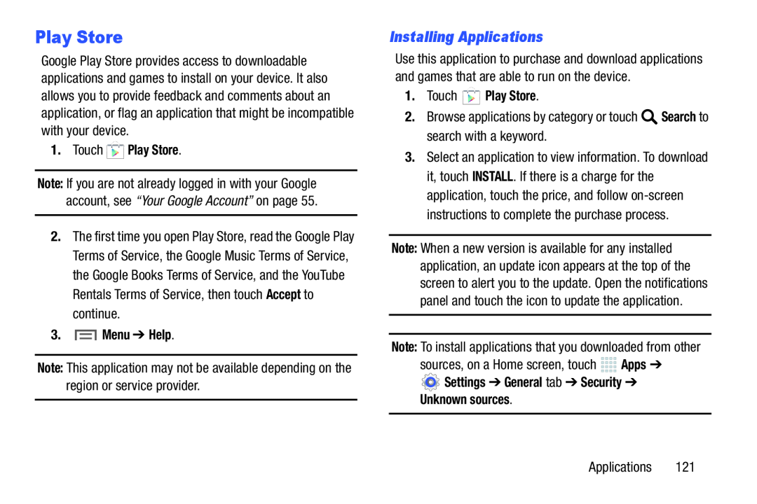 Installing Applications Galaxy Note 10.0 Wi-Fi