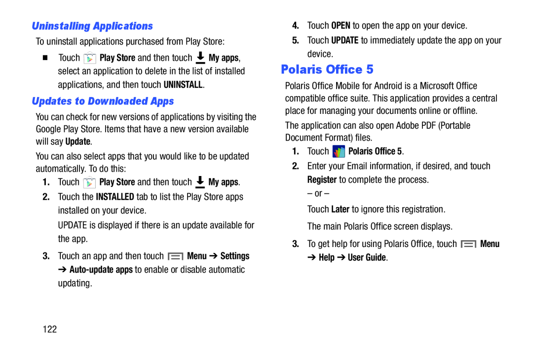 Uninstalling Applications Galaxy Note 10.0 Wi-Fi