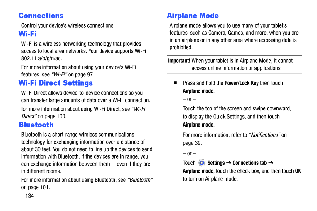 Connections Galaxy Note 10.0 Wi-Fi