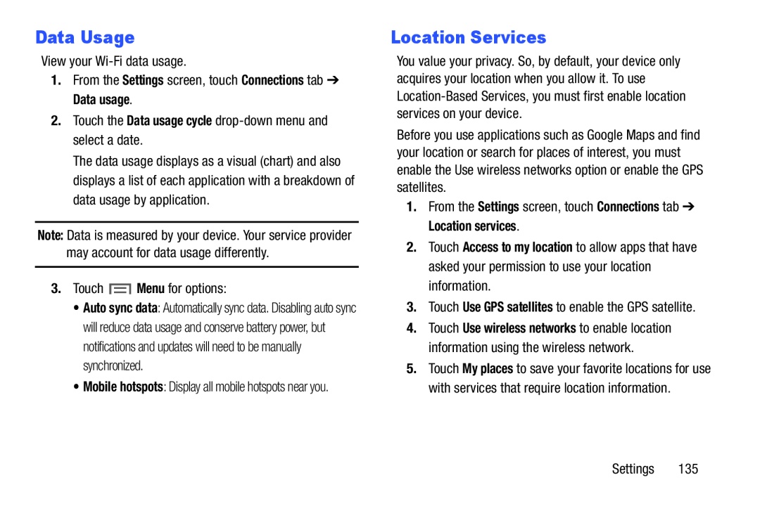 Location Services Galaxy Note 10.0 Wi-Fi