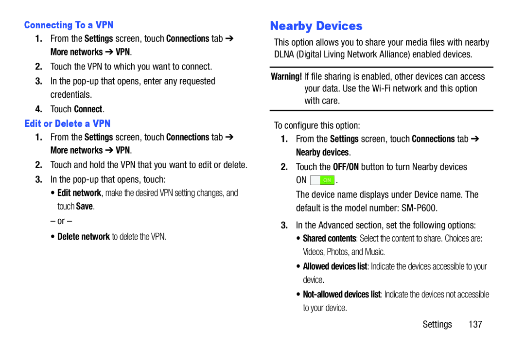 Nearby Devices Galaxy Note 10.0 Wi-Fi